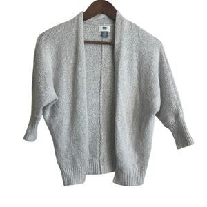 Old Navy Women Cardigan Shrug Top M Gray Knit Crop Open Front‎ Capsule Neutral